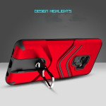 Wholesale Galaxy S9+ (Plus) Metal Hook Carry Stand Hybrid Case (Red)